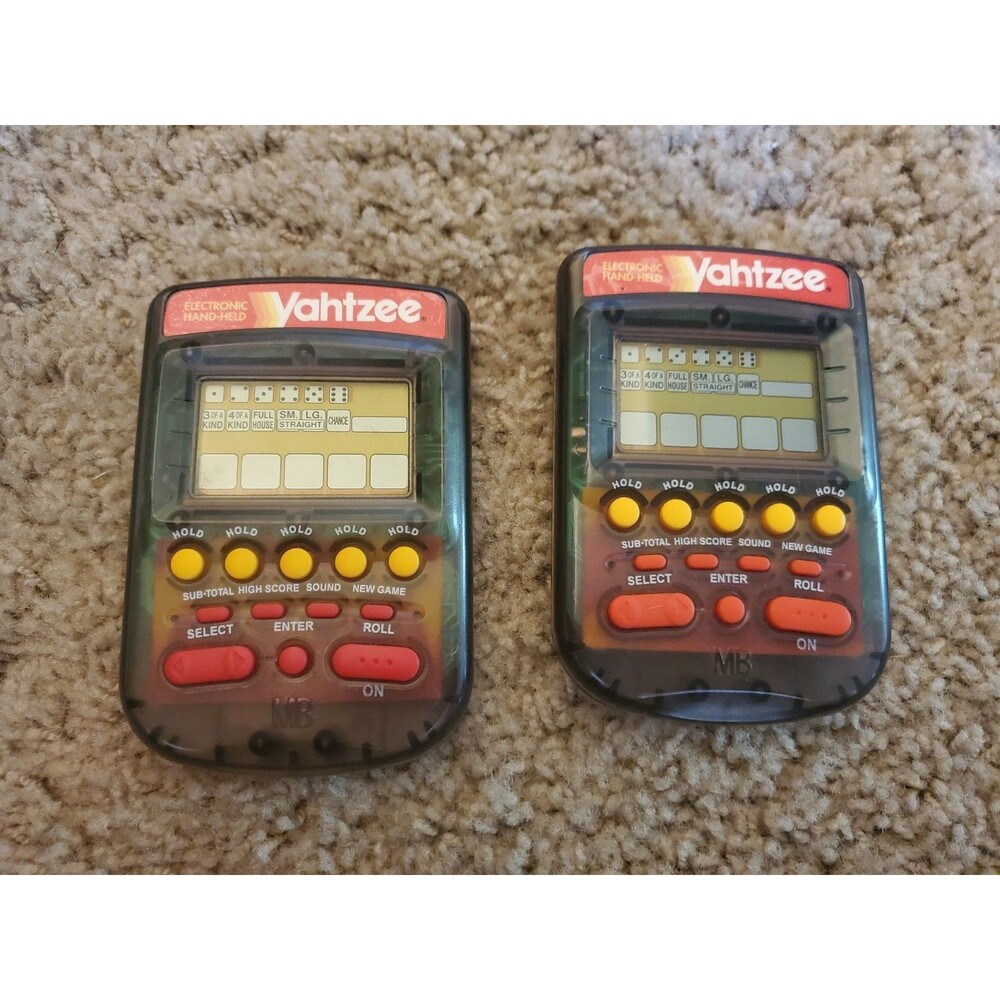 Vintage 1995 Milton Bradley Electronic Handheld Yahtzee Game Smoke Gray Untested